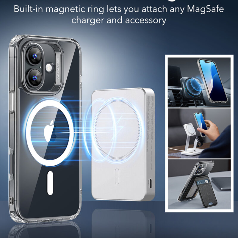 Husa iPhone 16 ESR Classic Hybrid HaloLock, transparenta