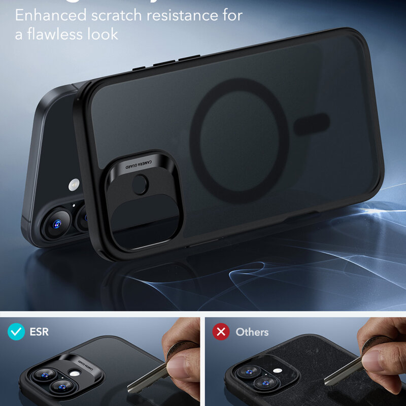 Husa iPhone 16 ESR Classic Hybrid HaloLock, negru frost