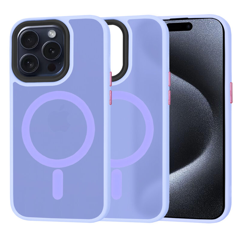 Husa iPhone 15 Pro Techsuit HaloFrost MagSafe Series, mov deschis
