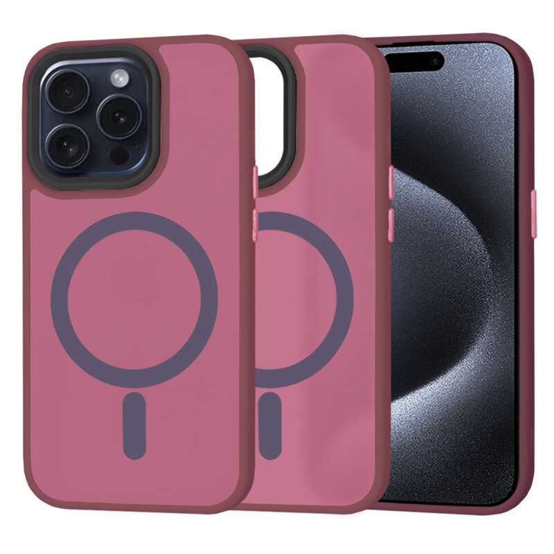 Husa iPhone 15 Pro Techsuit HaloFrost MagSafe Series, bordo