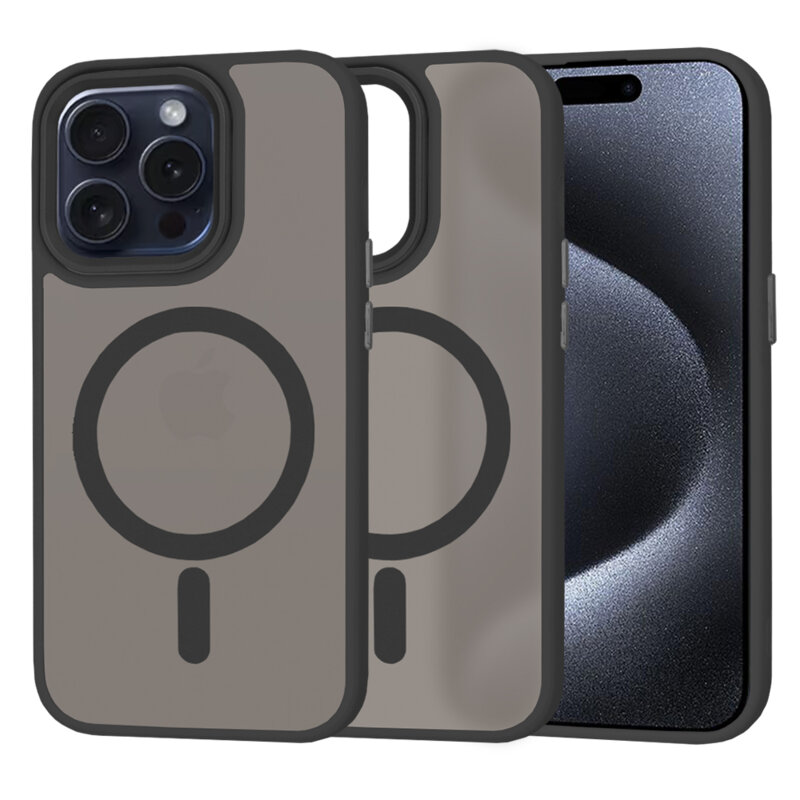 Husa iPhone 15 Pro Techsuit HaloFrost MagSafe Series, negru