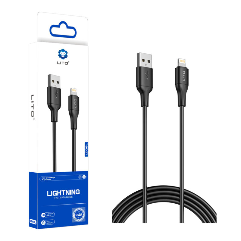 Cablu de date USB la Lightning Lito, 1m, LD06L, negru