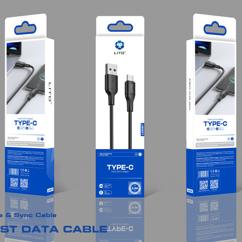 Cablu de date USB la Type-C Lito, 2.4A. 1m, LD06T, negru