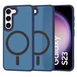 Husa Samsung Galaxy S23 Techsuit HaloFrost MagSafe Series, bleumarin