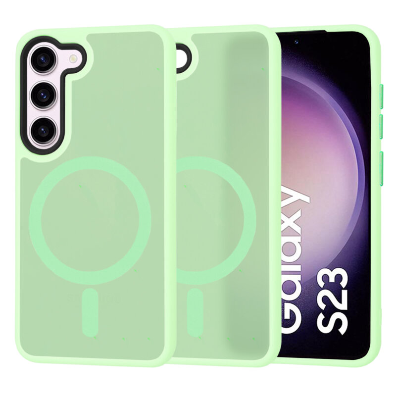 Husa Samsung Galaxy S23 Techsuit HaloFrost MagSafe Series, verde deschis