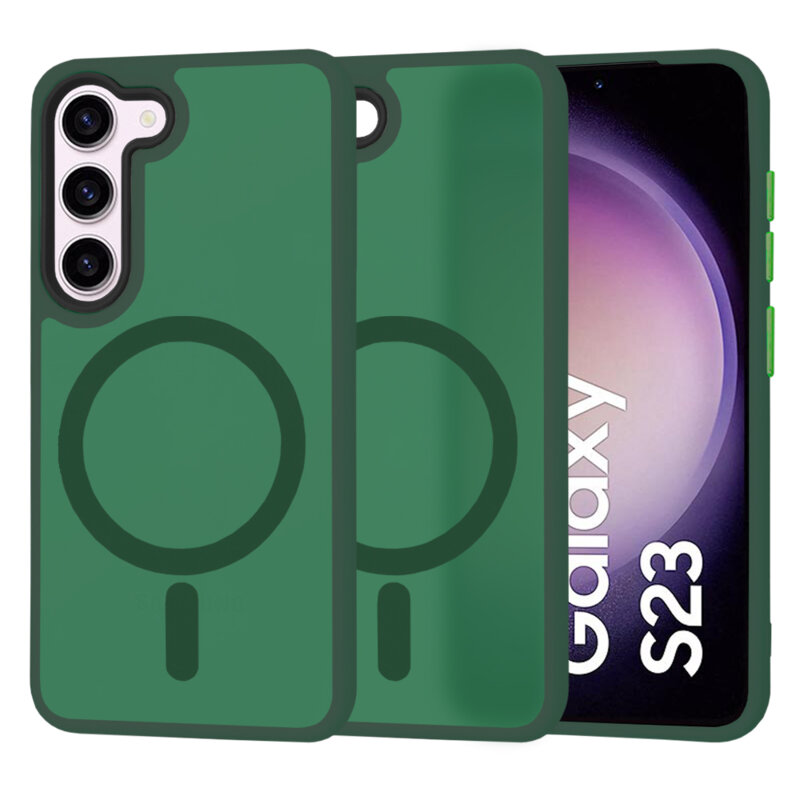 Husa Samsung Galaxy S23 Techsuit HaloFrost MagSafe Series, verde inchis