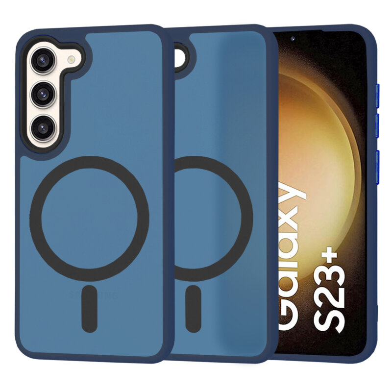 Husa Samsung Galaxy S23 Plus Techsuit HaloFrost MagSafe Series, bleumarin