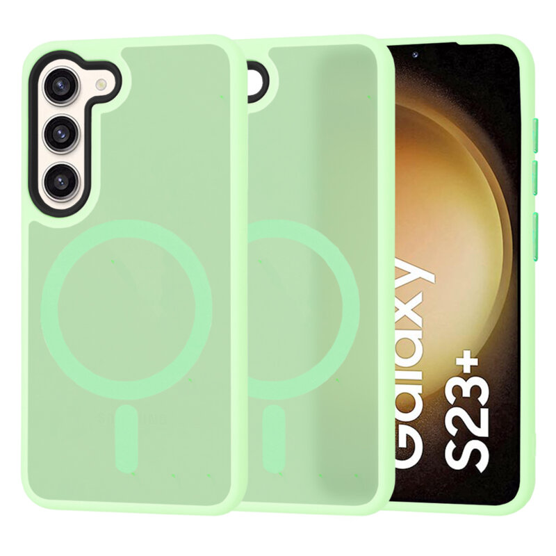 Husa Samsung Galaxy S23 Plus Techsuit HaloFrost MagSafe Series, verde deschis