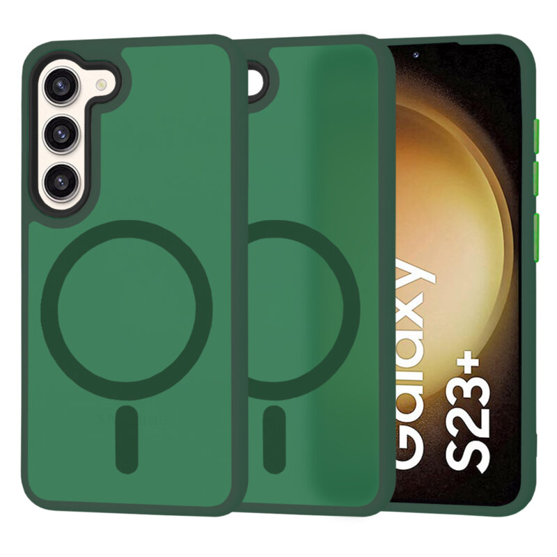 Husa Samsung Galaxy S23 Plus Techsuit HaloFrost MagSafe Series, verde inchis