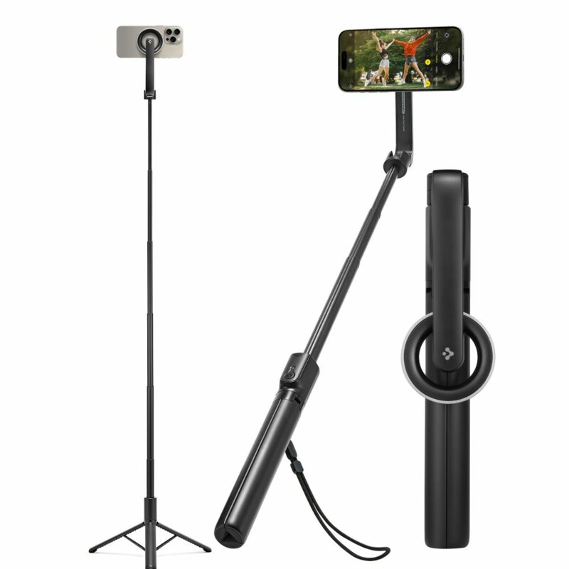 Selfie stick MagSafe Bluetooth cu trepied Spigen S580W, negru