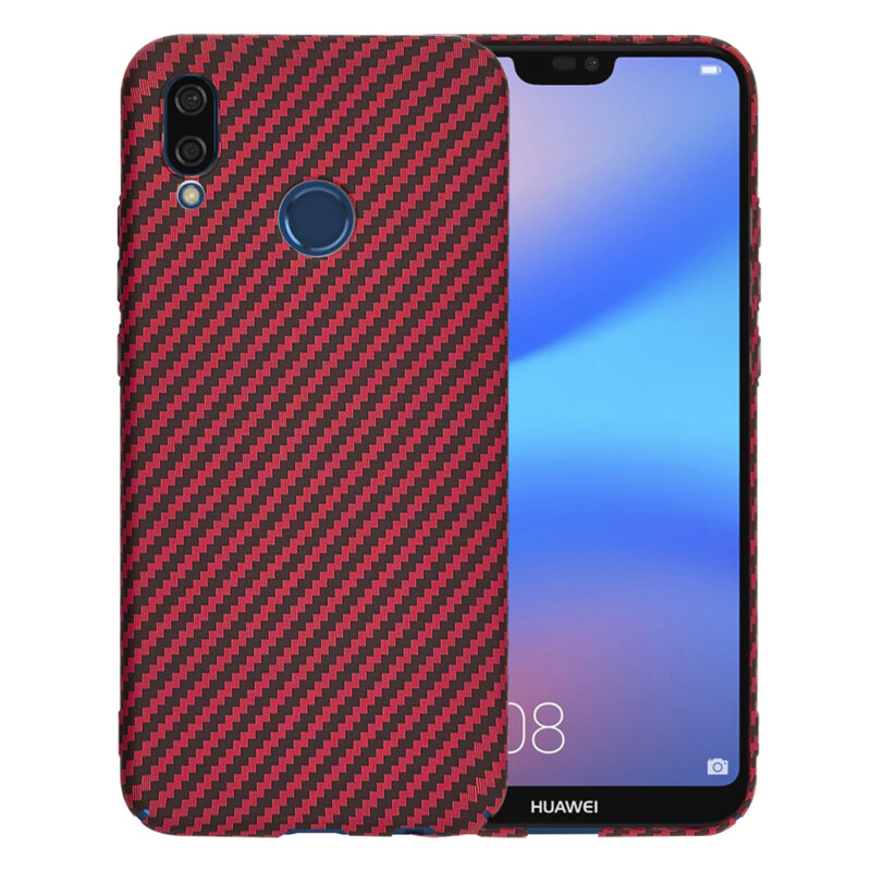 Husa Huawei P20 Lite Techsuit Carbonite FiberShell, rosu