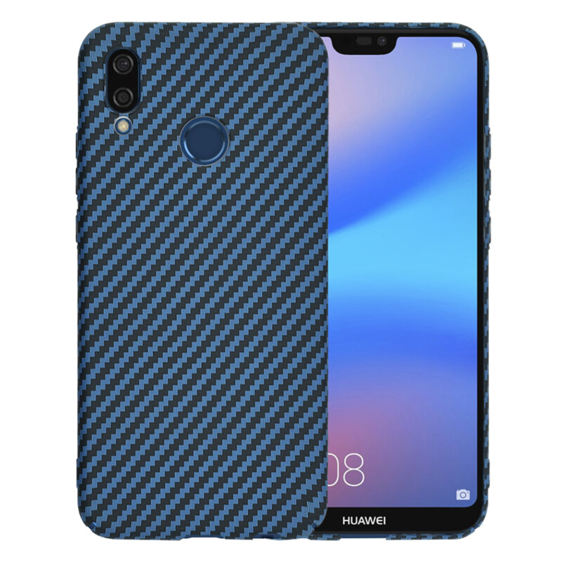 Husa Huawei P20 Lite Techsuit Carbonite FiberShell, cyan