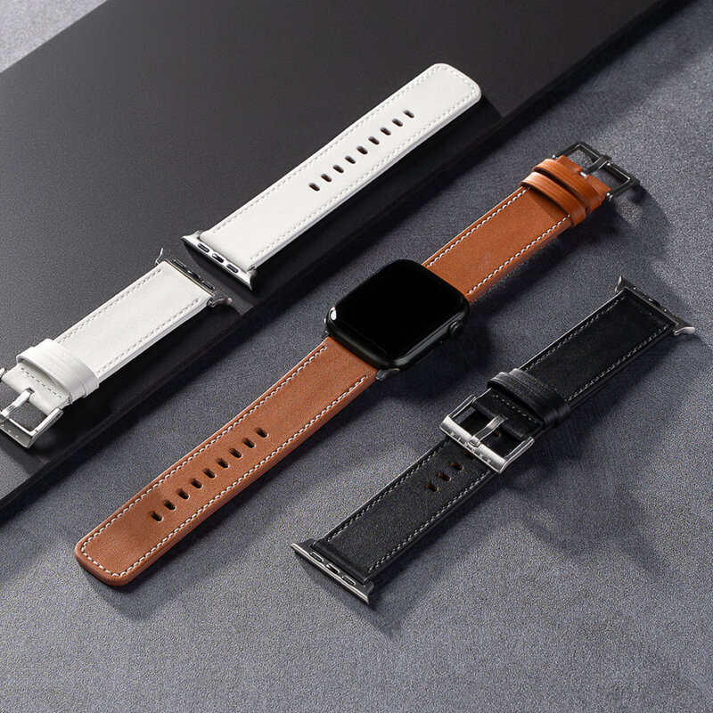 Curea Apple Watch 10 46mm Ringke Leather One Basic Bold, Black