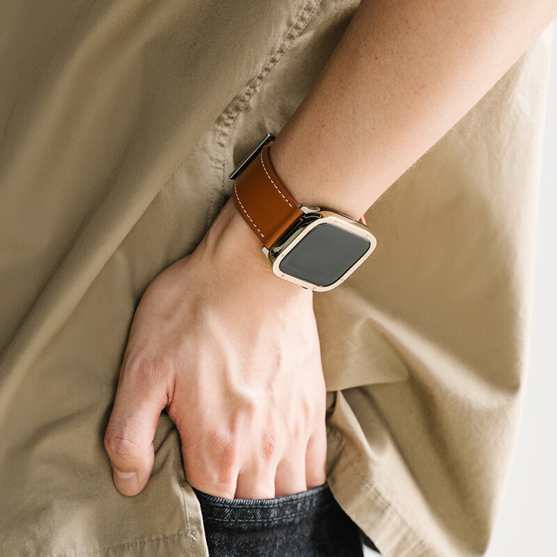 Curea Apple Watch 10 46mm Ringke Leather One Basic Bold, Black