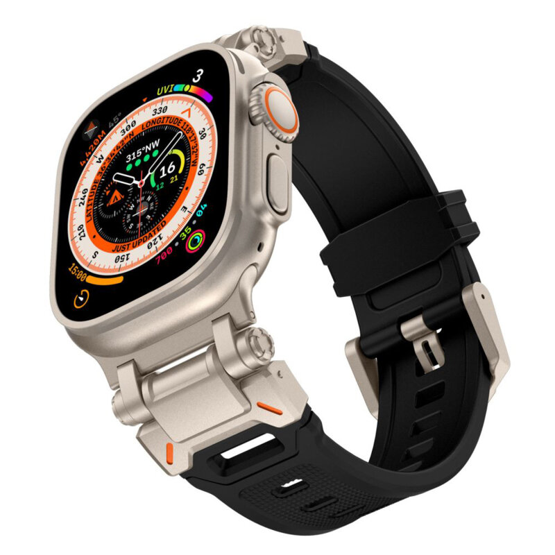 Curea Apple Watch 10 46mm Techsuit, negru aramid, W064