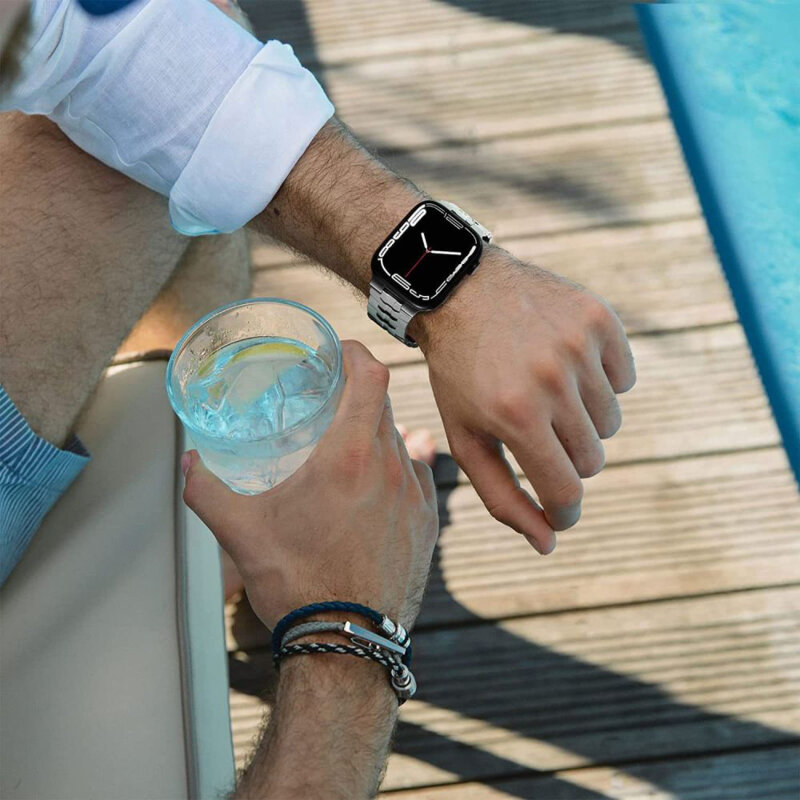Curea Apple Watch 10 46mm Techsuit, argintiu, W063
