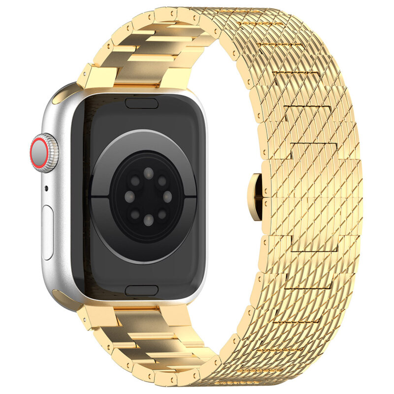Curea premium Apple Watch 10 46mm Techsuit, auriu, W052