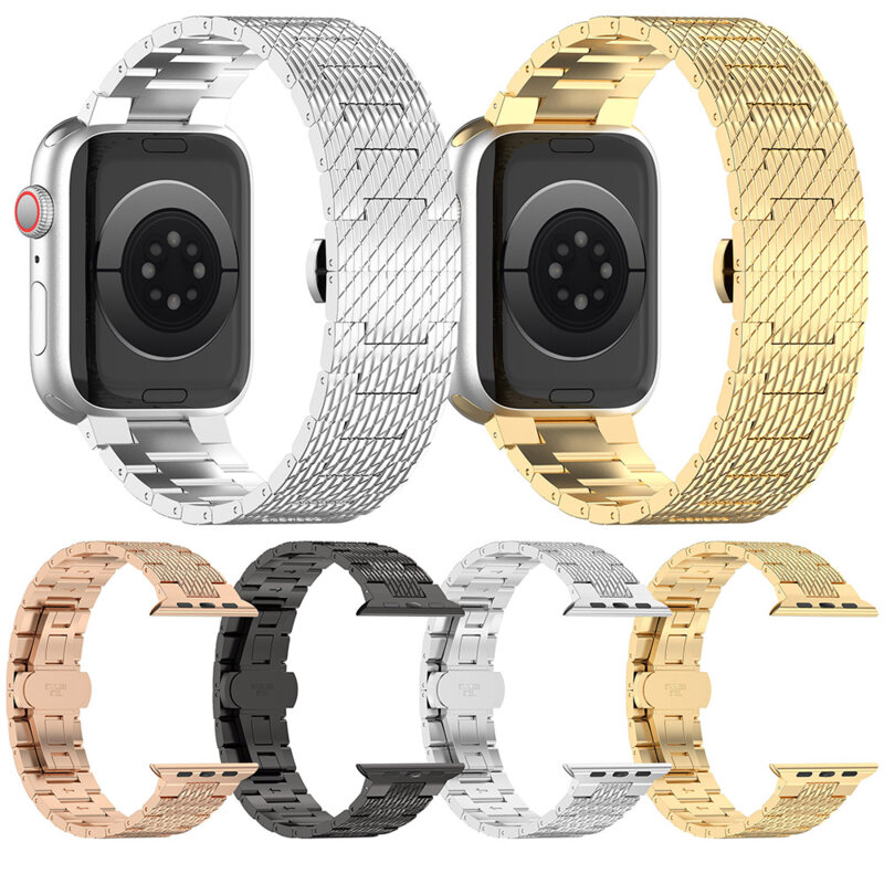 Curea premium Apple Watch 10 46mm Techsuit, auriu, W052