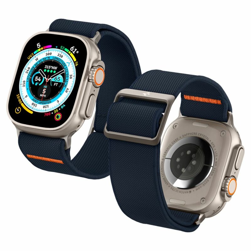 Curea Apple Watch 10 46mm Spigen Fit Lite Ultra, bleumarin