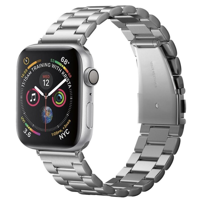 Curea Apple Watch 10 46mm Spigen Modern Fit, argintiu