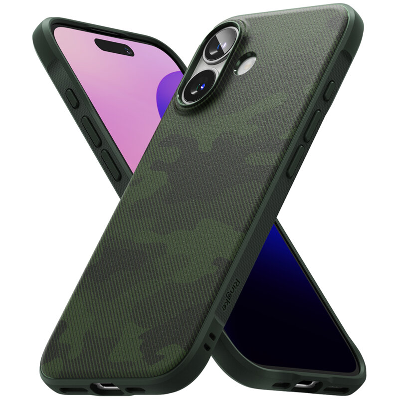 Husa iPhone 16 Ringke Onyx Design, verde camuflaj