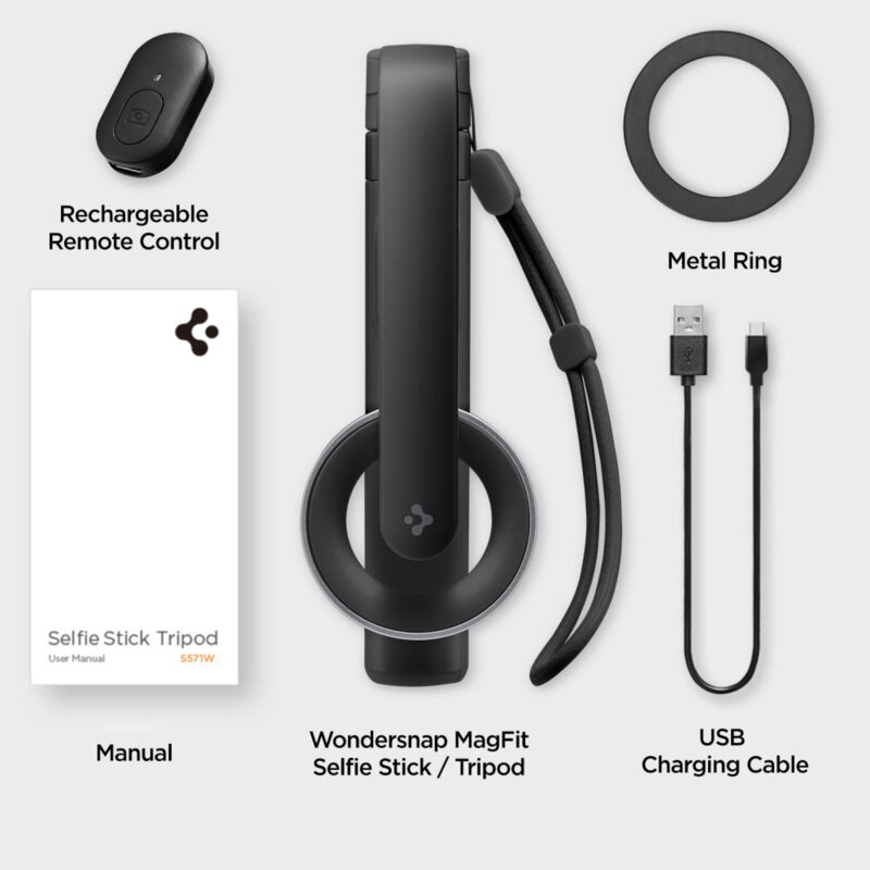 Selfie stick tripod MagSafe Bluetooth Spigen S571W, negru