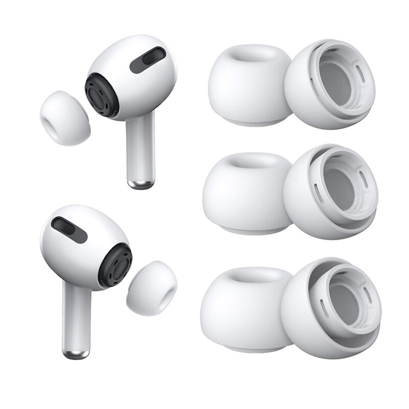 [Pachet 3x] Dopuri casti AirPods Pro 1 / 2 Techsuit ET1, alb