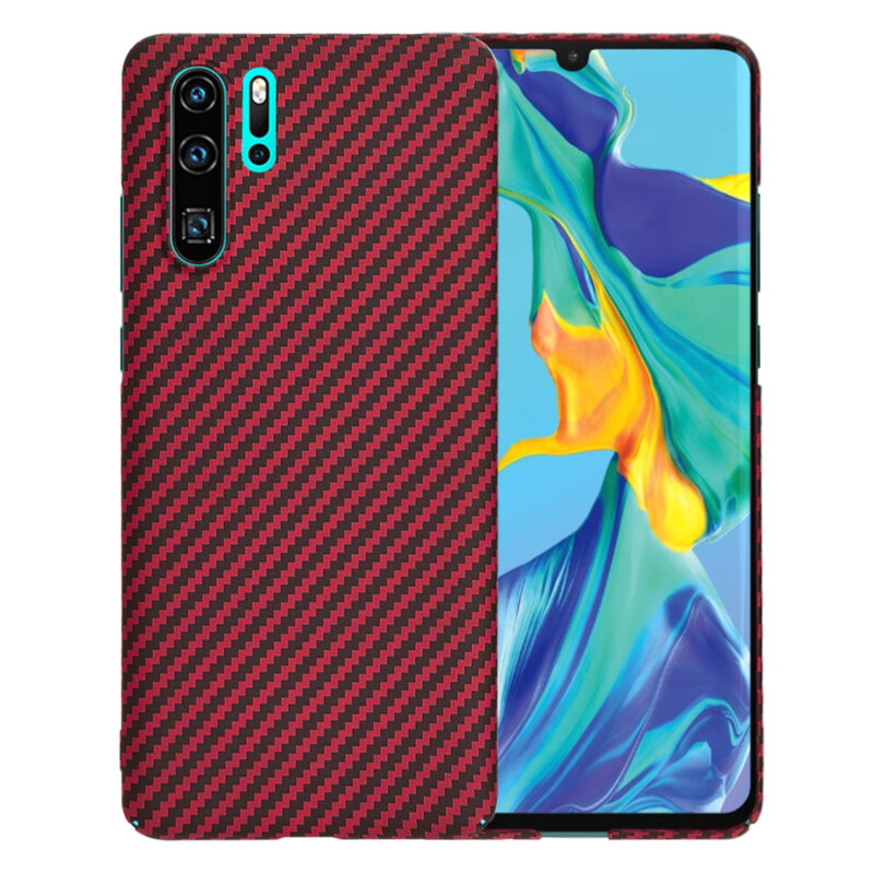 Husa Huawei P30 Pro New Edition Techsuit Carbonite FiberShell, rosu
