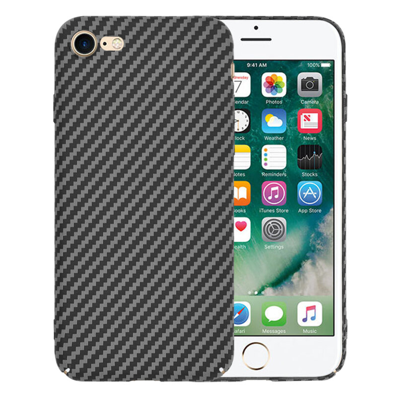 Husa iPhone SE 2, SE 2020 Techsuit Carbonite FiberShell, negru