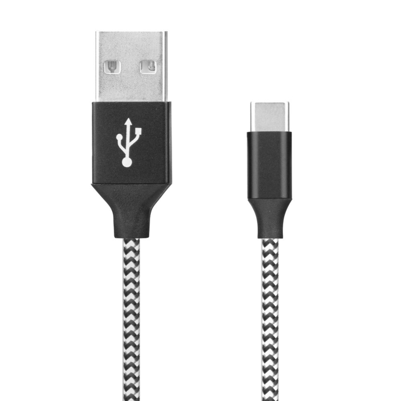 Cablu de date Nylon USB 2.0 -USB-C - Negru