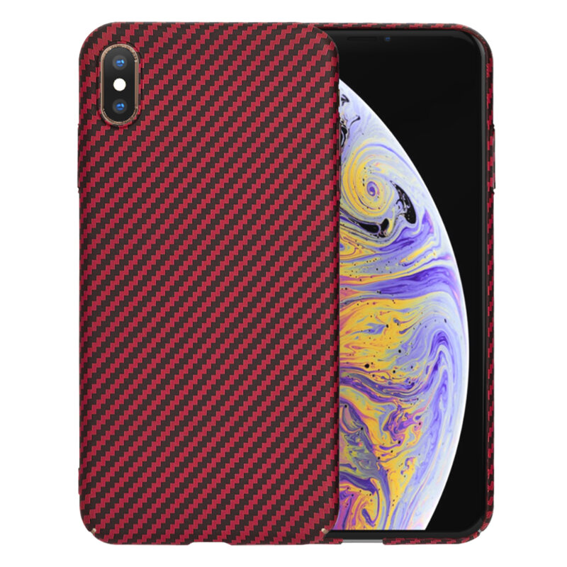 Husa iPhone XS Max Techsuit Carbonite FiberShell, rosu