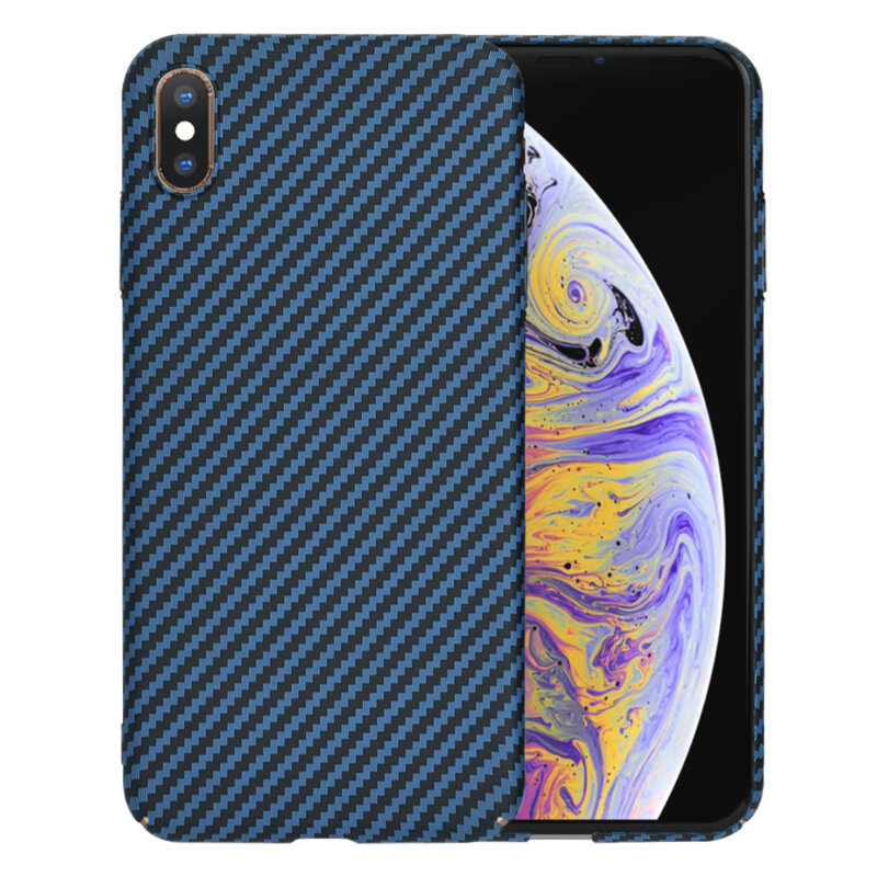 Husa iPhone XS Max Techsuit Carbonite FiberShell, cyan