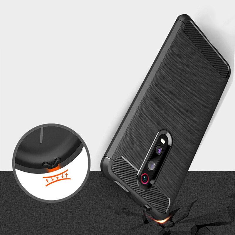 Husa Xiaomi Redmi K20 Techsuit Carbon Silicone, negru