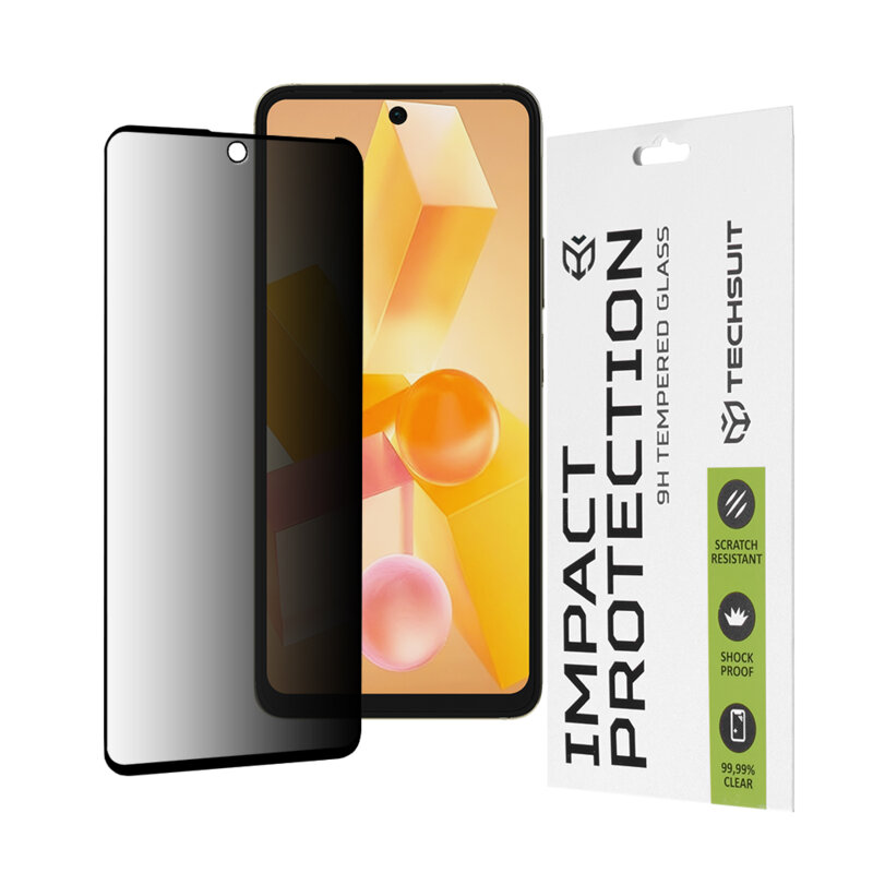 Folie sticla Infinix Hot 40 Pro Techsuit 111D Privacy Full Glue, negru