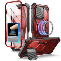 [Pachet 360°] Husa + folie iPhone 16 I-Blason Armorbox MagSafe, rosu