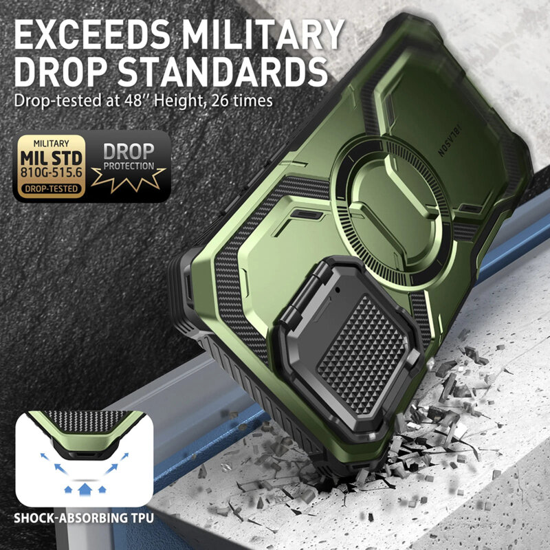 [Pachet 360°] Husa + folie iPhone 16 I-Blason Armorbox MagSafe, verde