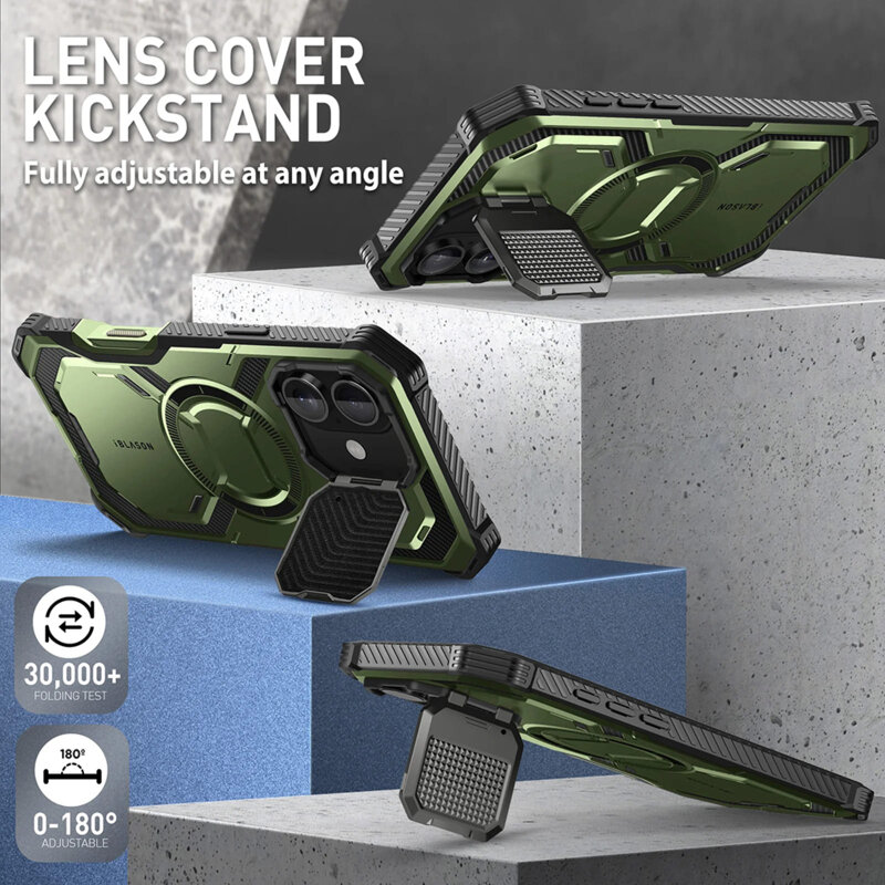 [Pachet 360°] Husa + folie iPhone 16 I-Blason Armorbox MagSafe, verde