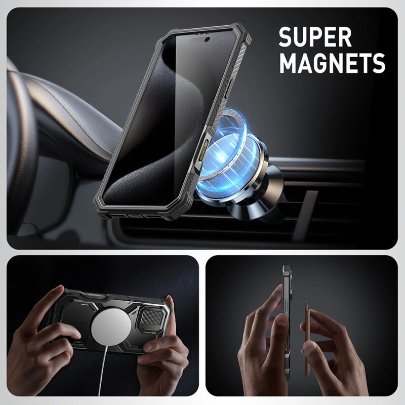 [Pachet 360°] Husa + folie iPhone 16 Pro I-Blason Armorbox MagSafe, negru