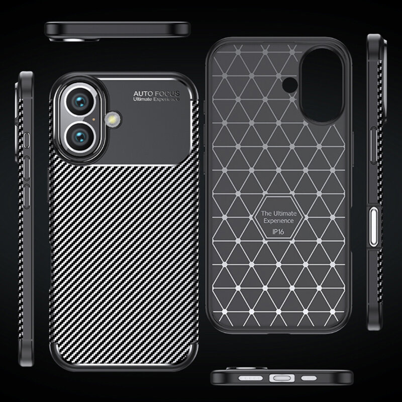 Husa iPhone 16 Plus Techsuit CarbonFiber, negru