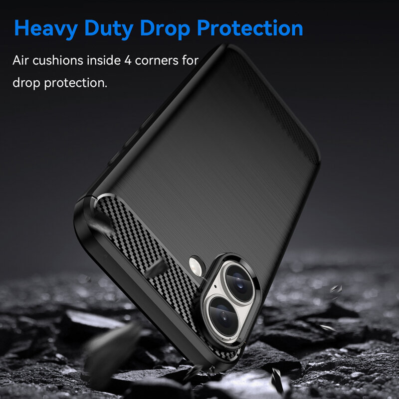 Husa iPhone 16 Techsuit Carbon Silicone, negru