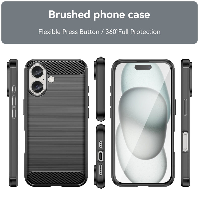 Husa iPhone 16 Techsuit Carbon Silicone, negru