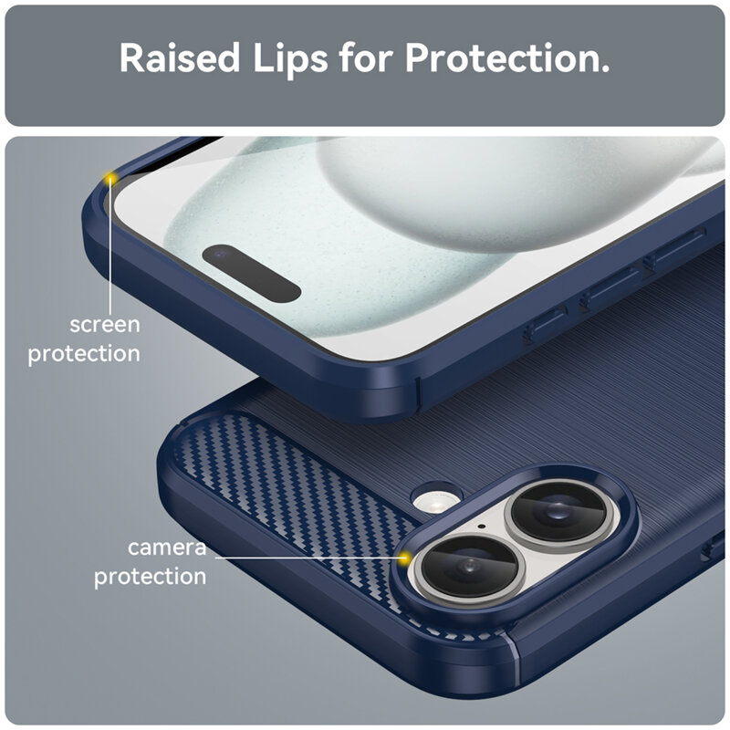 Husa iPhone 16 Techsuit Carbon Silicone, albastru