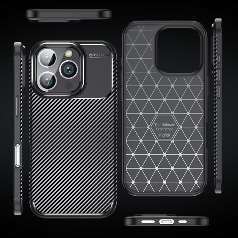 Husa iPhone 16 Pro Max Techsuit CarbonFiber, negru