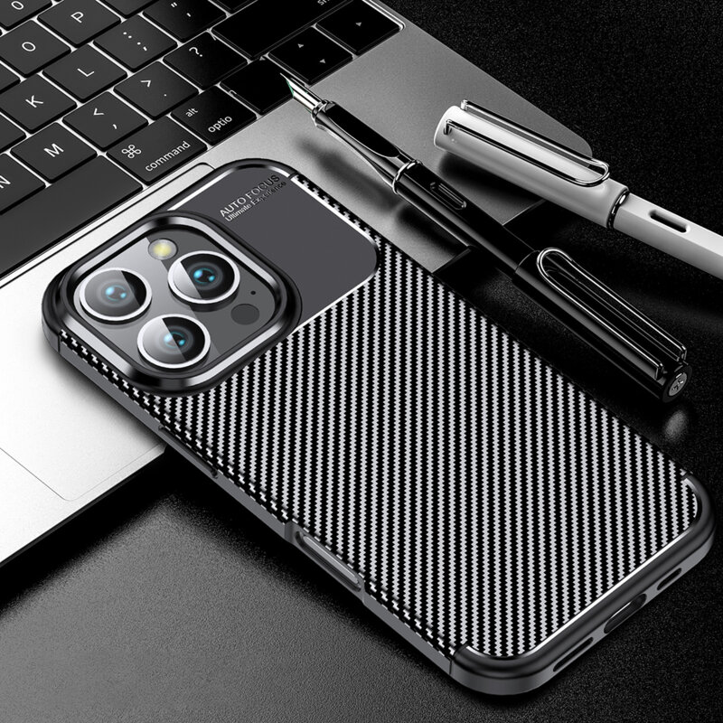 Husa iPhone 16 Pro Max Techsuit CarbonFiber, negru
