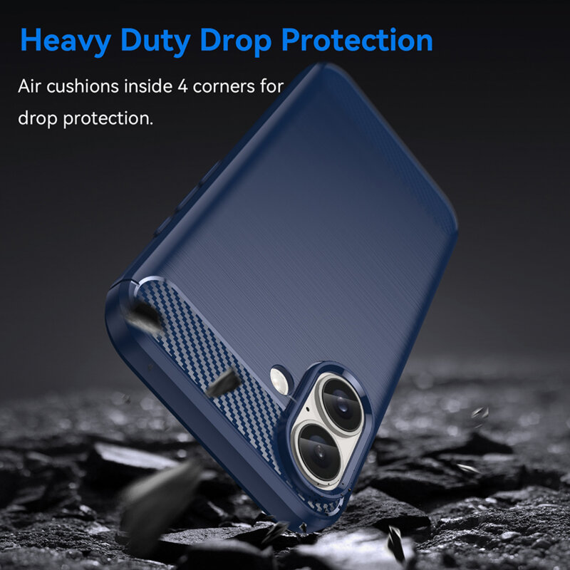 Husa iPhone 16 Plus Techsuit Carbon Silicone, albastru