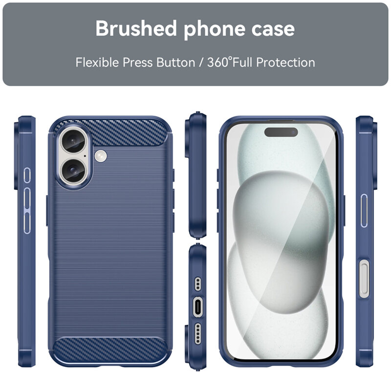 Husa iPhone 16 Plus Techsuit Carbon Silicone, albastru