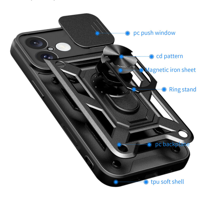 Husa iPhone 16 protectie camera Techsuit CamShield Series, negru