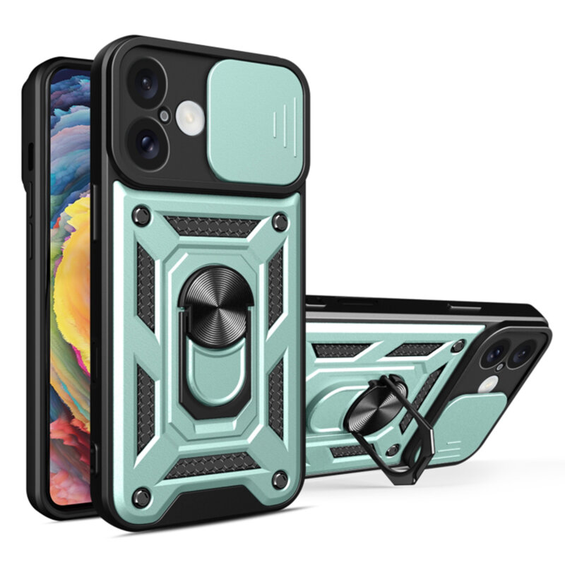 Husa iPhone 16 Plus protectie camera Techsuit CamShield Series, verde