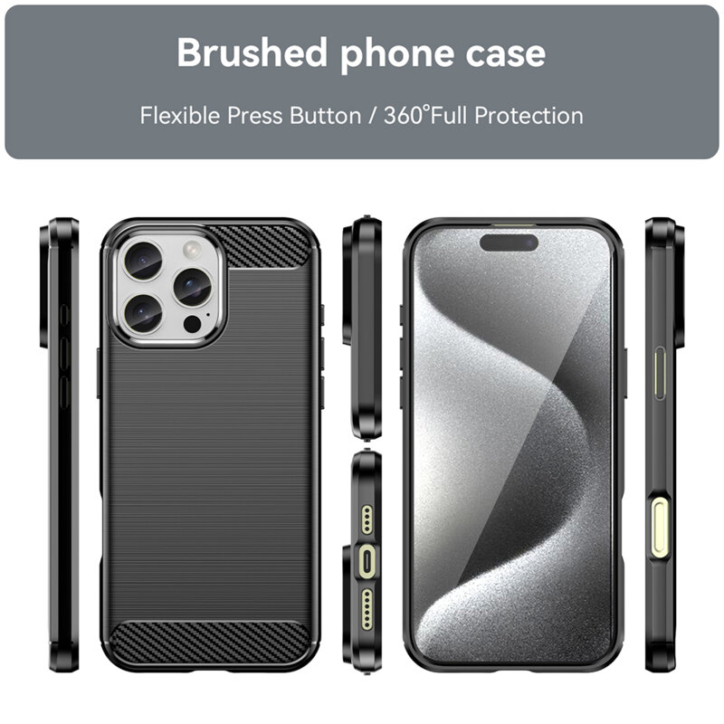 Husa iPhone 16 Pro Techsuit Carbon Silicone, negru