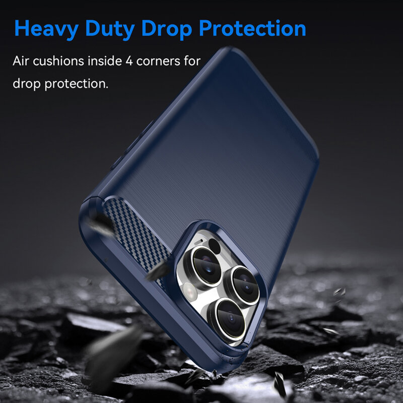 Husa iPhone 16 Pro Techsuit Carbon Silicone, albastru